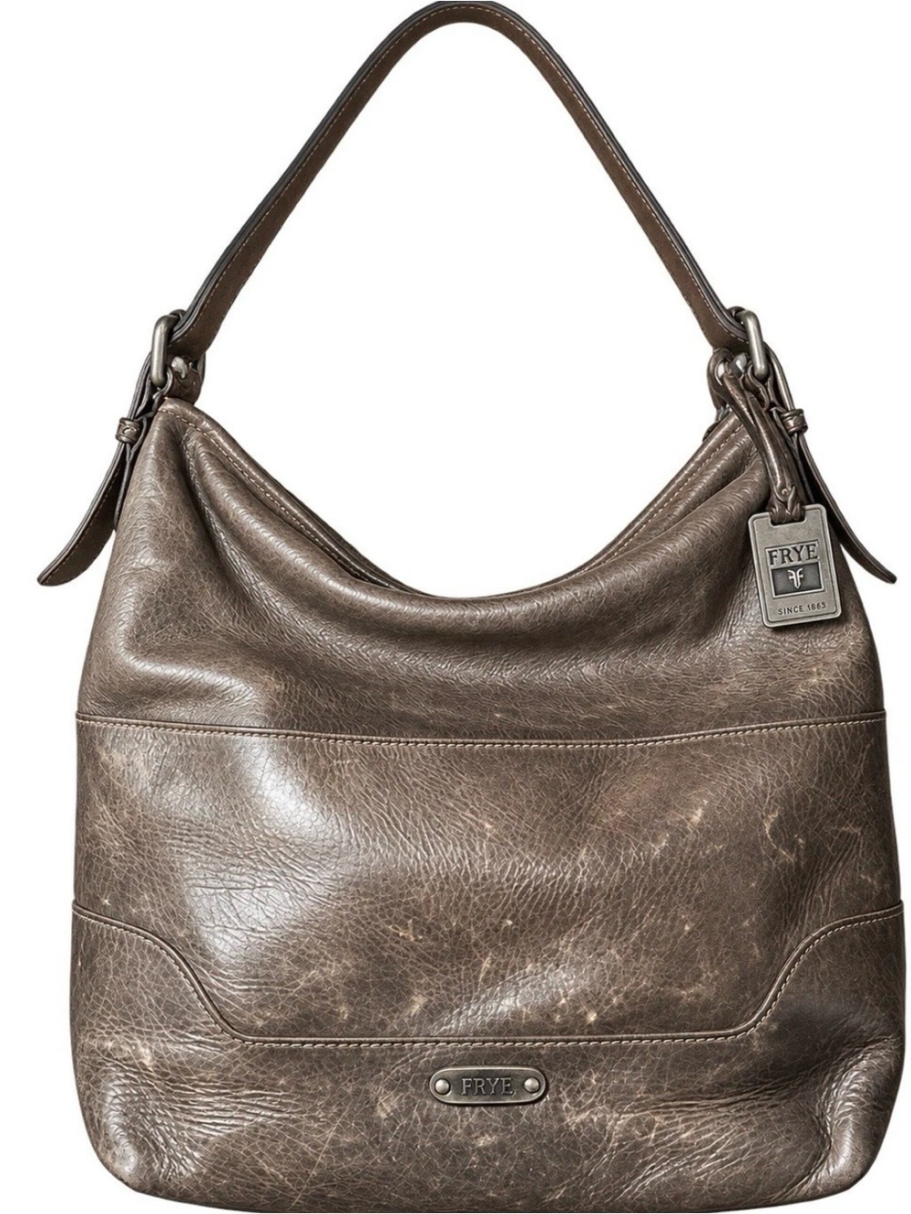 Frye Dark Brown Distressed Leather Hobo Melissa